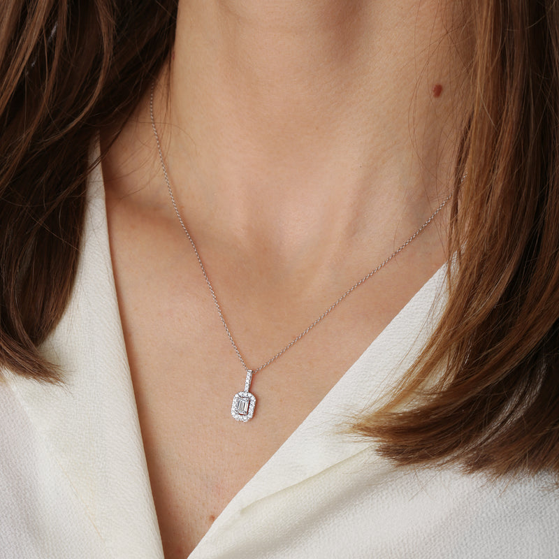 Cielo | 9ct White Gold 0.50ct tw Lab Grown Diamond Halo Necklace