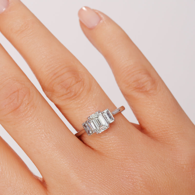 Murphy | 9ct White Gold 1.56ct tw Emerald Cut Lab Grown Diamond Ring