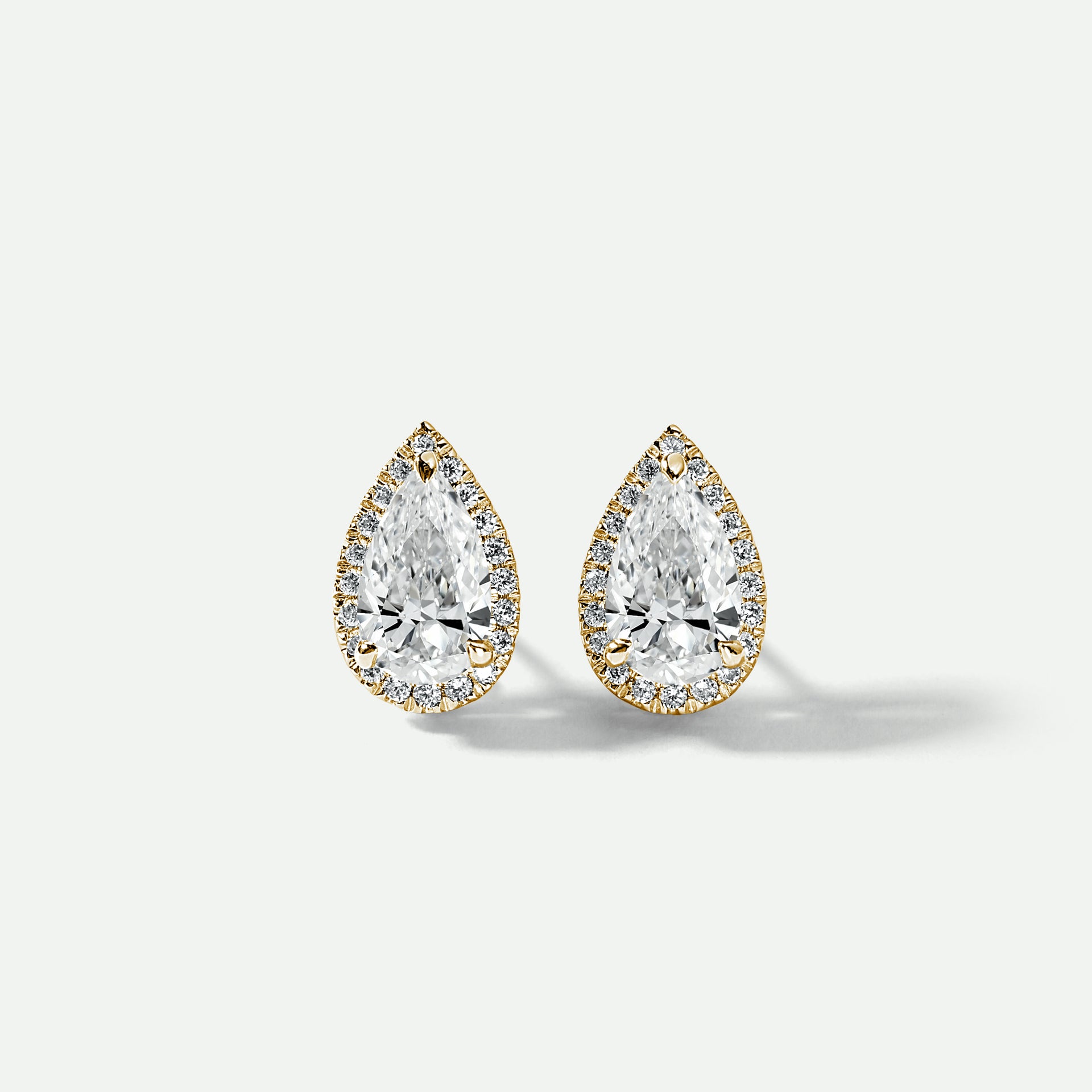 Shay | 18ct Yellow Gold 2.25ct tw Lab Grown Diamond Pear Halo Stud Earrings