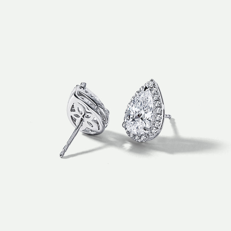 Shay | 18ct White Gold 2.25ct tw Lab Grown Diamond Pear Halo Stud Earrings