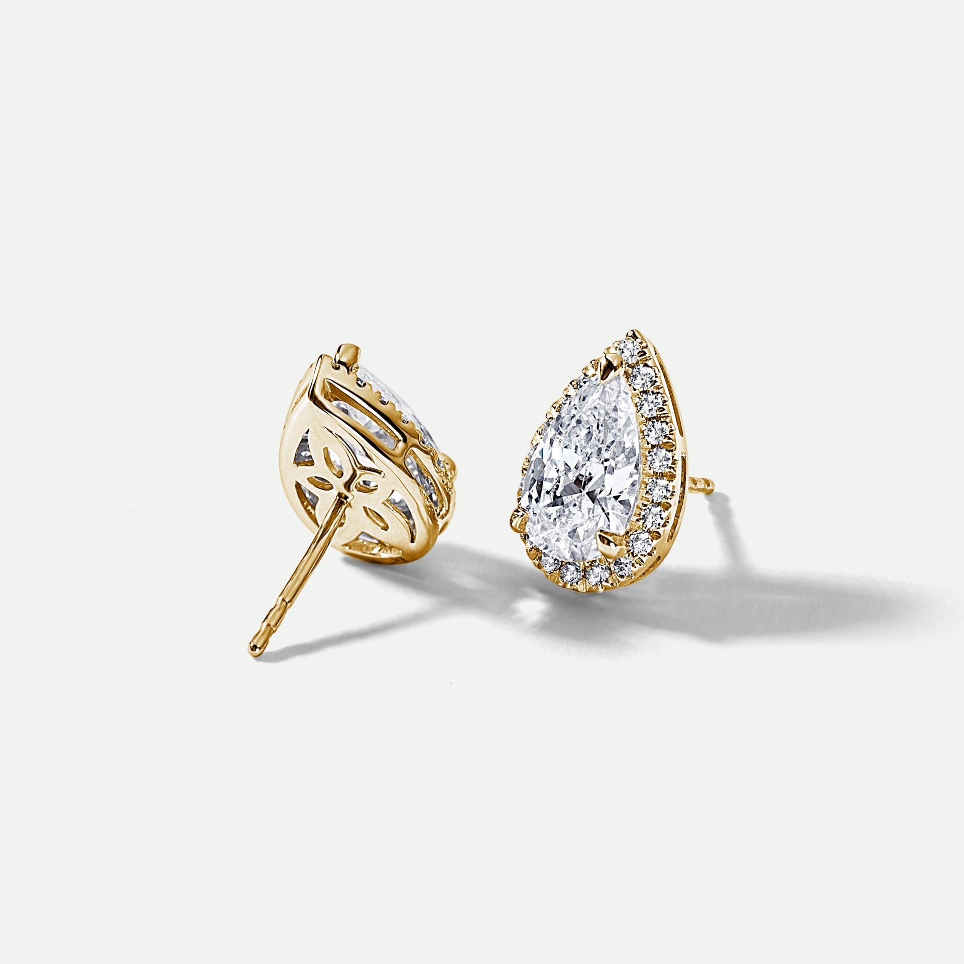 Shay | 18ct Yellow Gold 2.25ct tw Lab Grown Diamond Pear Halo Stud Earrings