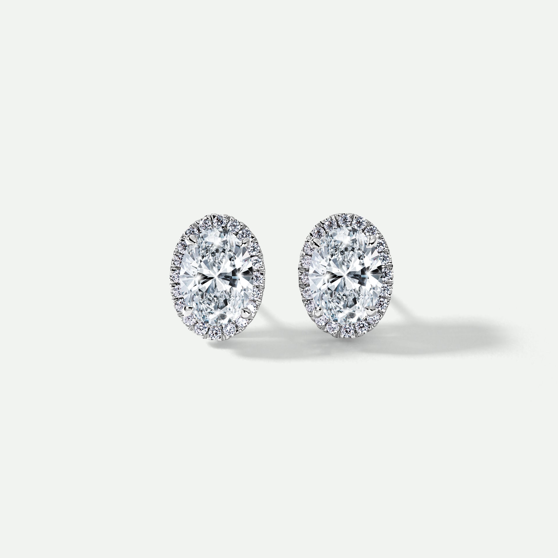 Ada | 18ct White Gold 2.25ct tw Lab Grown Diamond Oval Halo Stud Earrings