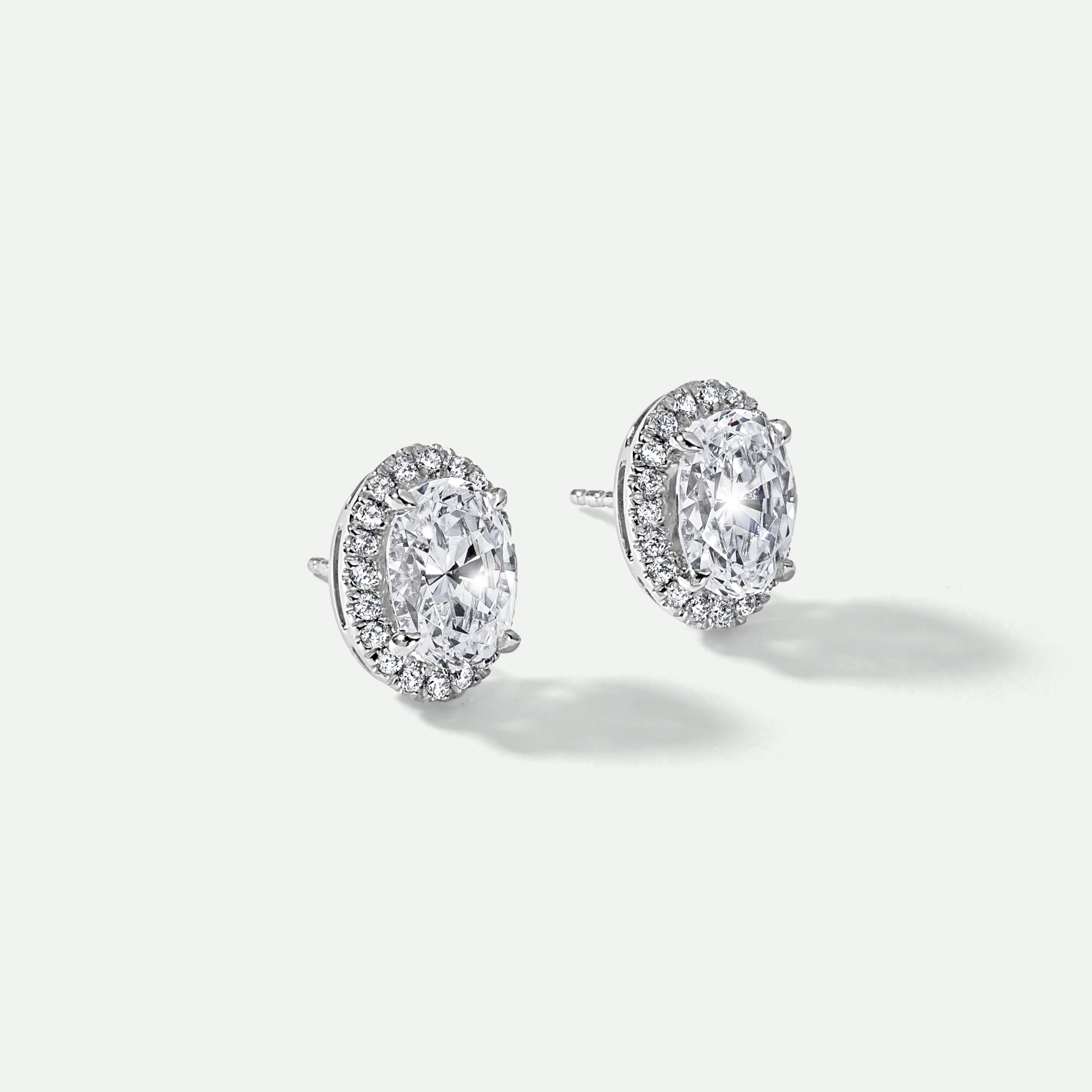 Ada | 18ct White Gold 2.25ct tw Lab Grown Diamond Oval Halo Stud Earrings