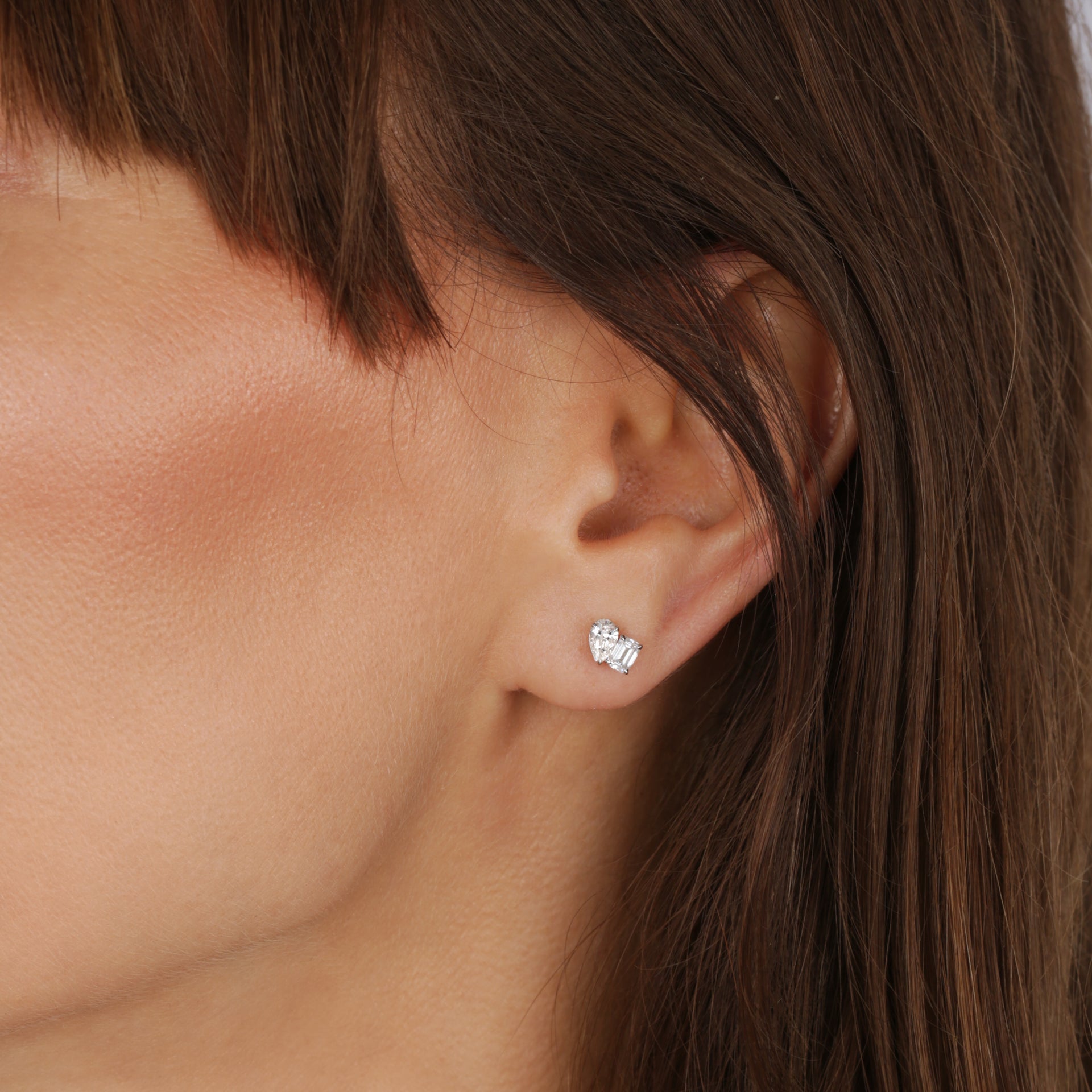 Elise Earring | 9ct White Gold 0.80ct tw Lab Grown Diamond Toi Et Moi Stud Earrings