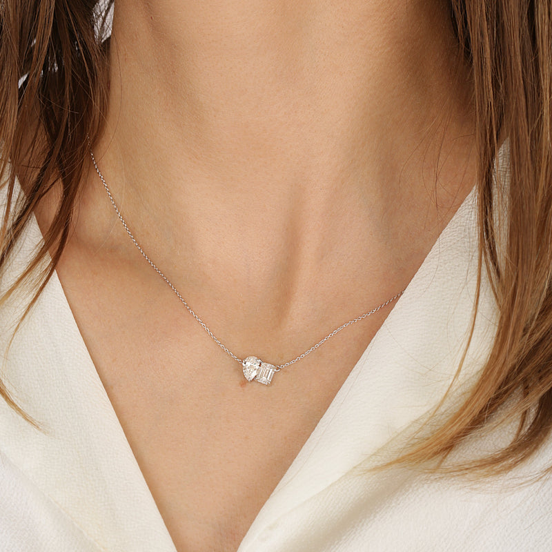 Elise Necklace | 9ct White Gold 1.5ct tw Lab Grown Diamond Toi Et Moi Necklace