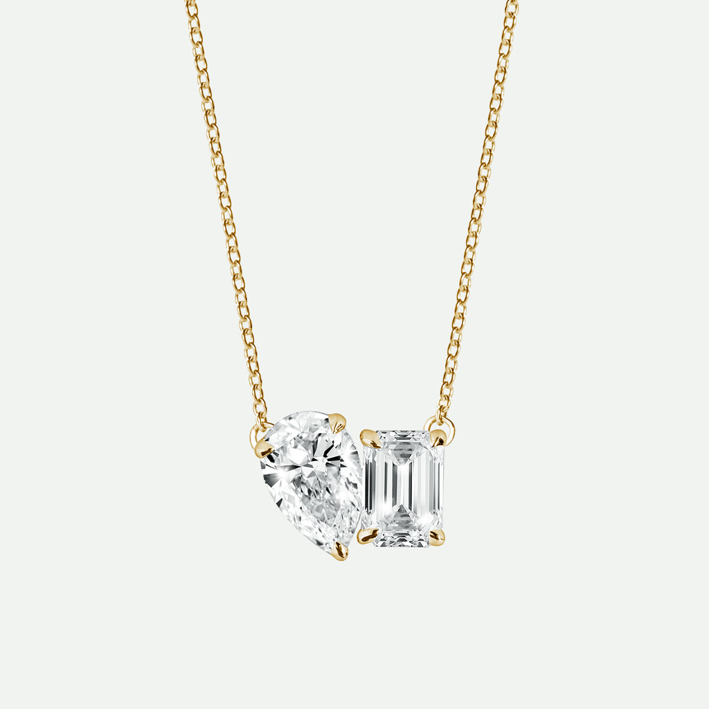 Elise Necklace | 9ct Yellow Gold 15ct tw Lab Grown Diamond Toi Et Moi Necklace Top Deal Steal