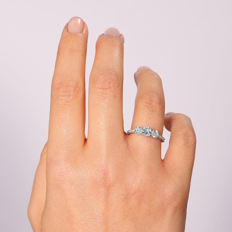 Ella | 9ct White Gold 1.06ct tw Lab Grown Diamond Three Stone Ring