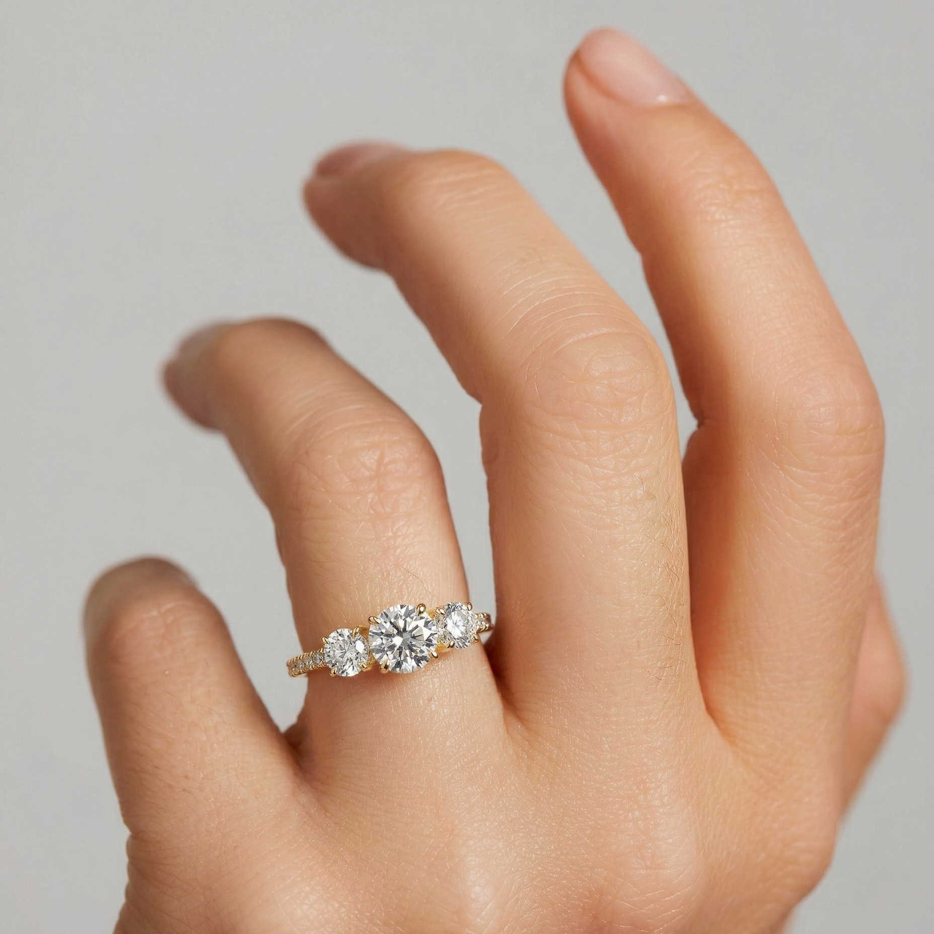 Ella | 9ct Yellow Gold 1.06ct tw Lab Grown Diamond Three Stone Ring