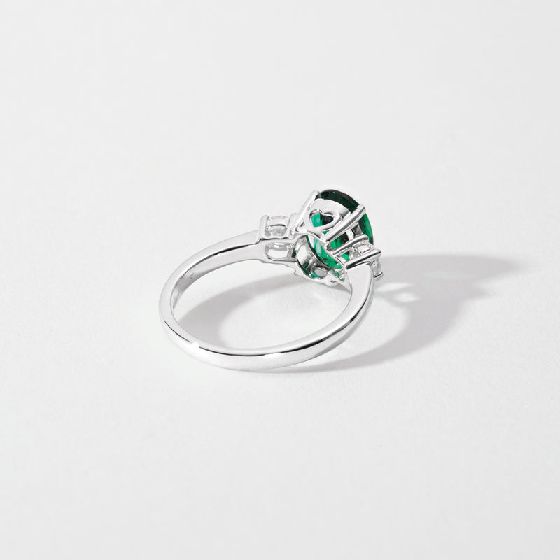 Ellison | 9ct White Gold 0.33ct tw Lab Grown Diamond and Created Emerald Ring