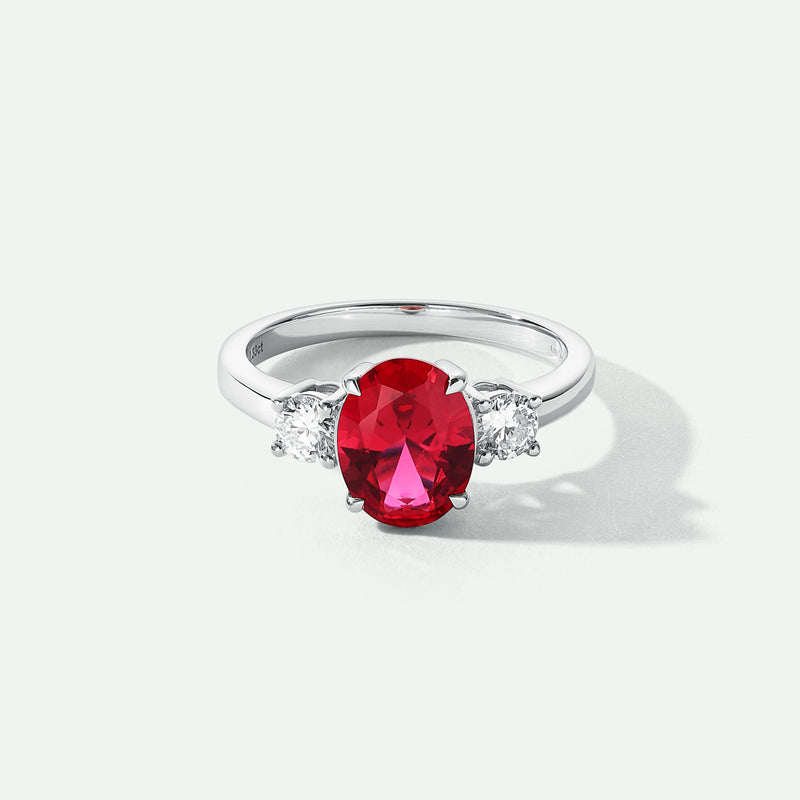 Ellison | 9ct White Gold 0.33ct tw Lab Grown Diamond and Created Ruby Ring