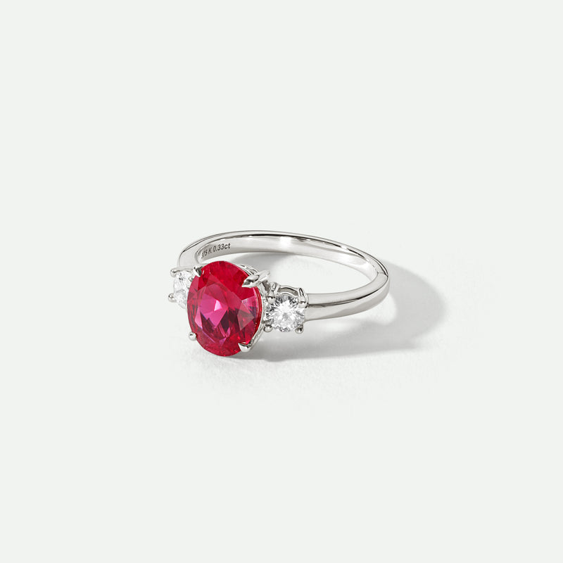 Ellison | 9ct White Gold 0.33ct tw Lab Grown Diamond and Created Ruby Ring