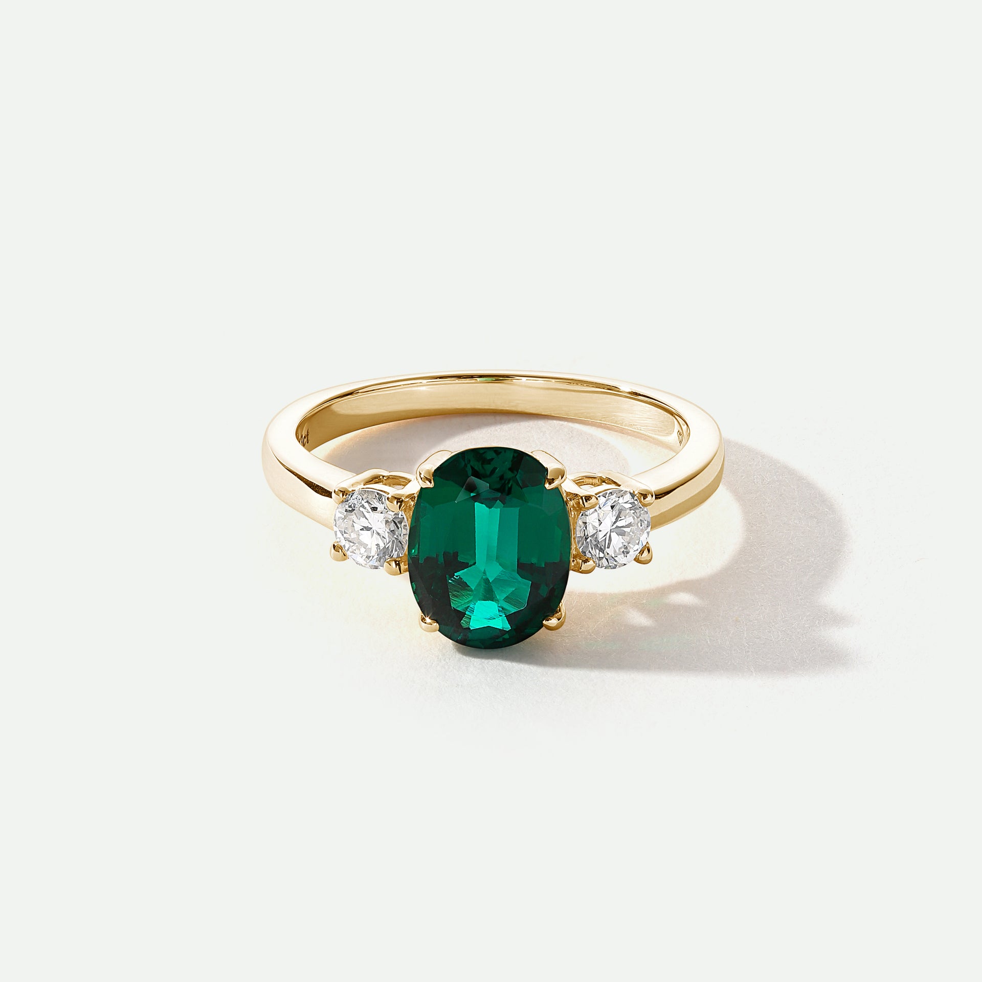 Ellison | 9ct Yellow Gold 0.33ct Lab Grown Diamond and 9*7mm Created Emerald Ring