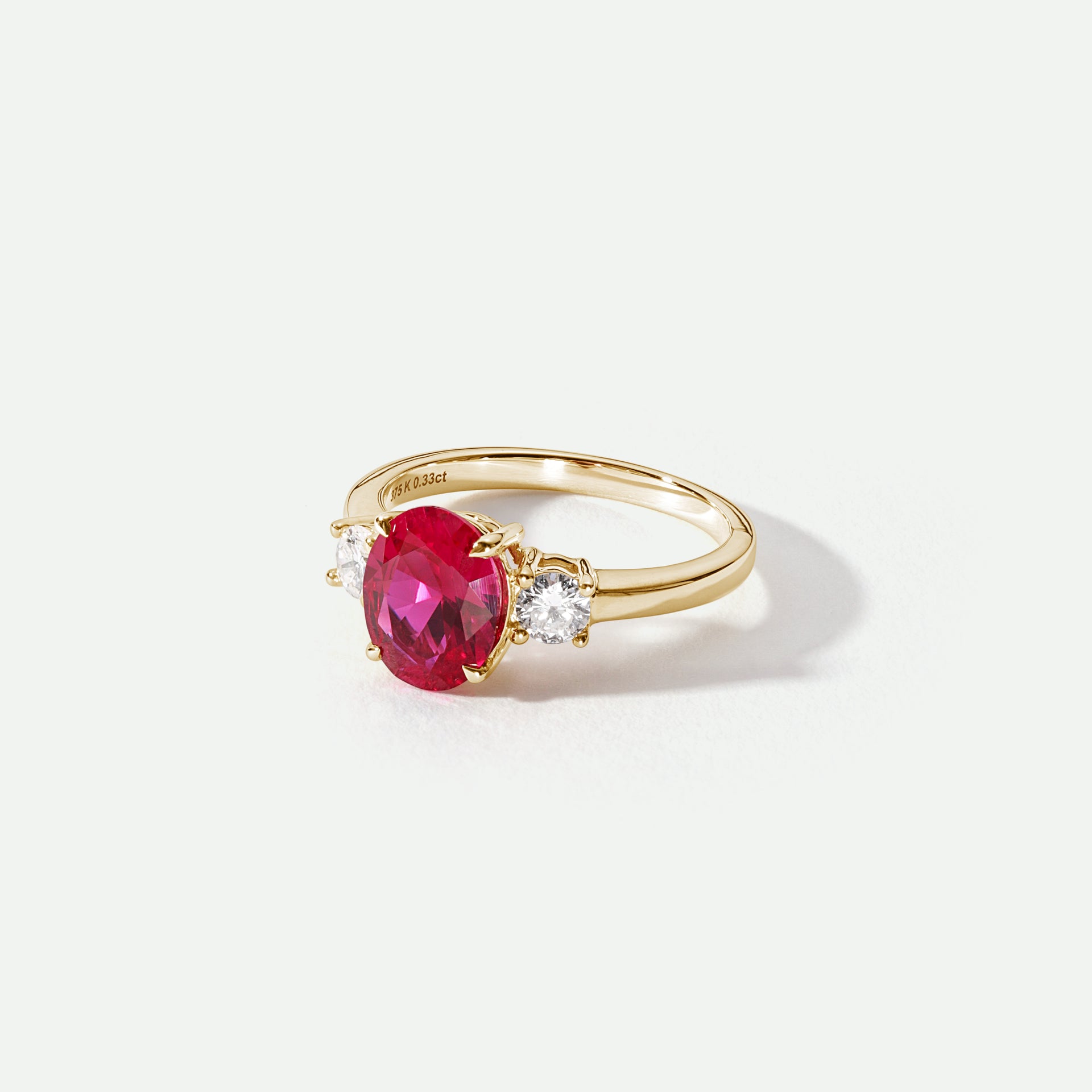 Ellison | 9ct Yellow Gold 0.33ct tw Lab Grown Diamond and Created Ruby Ring