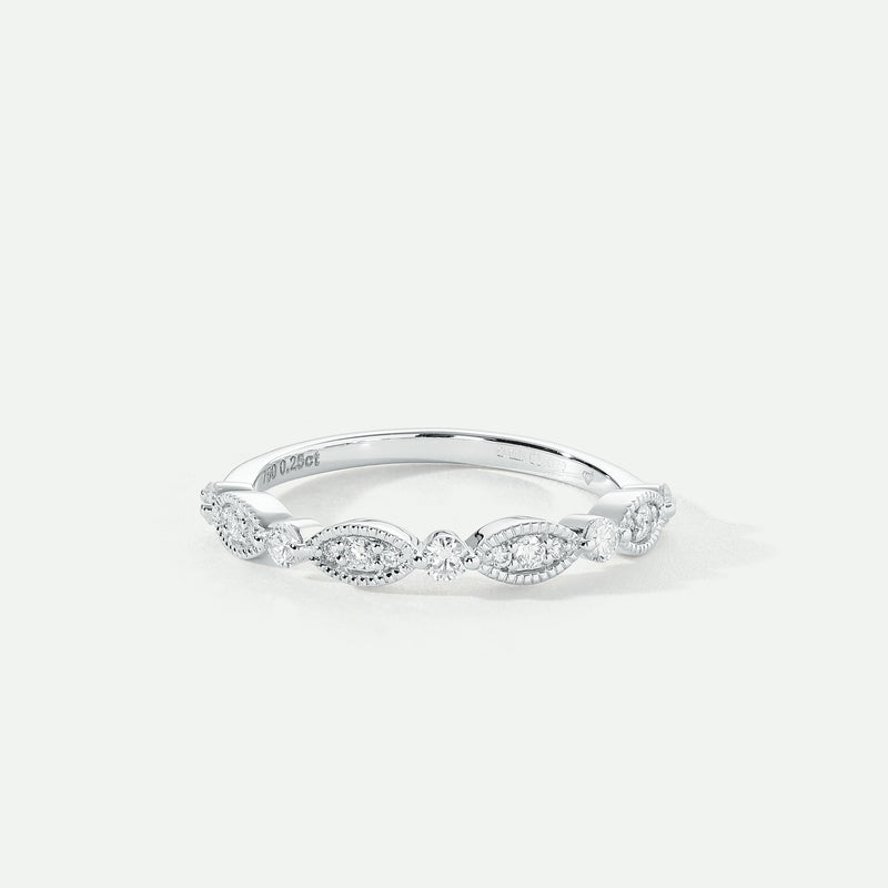 Florence | 18ct White Gold 0.25ct tw Lab Grown Diamond Vintage Wedding Band Ring