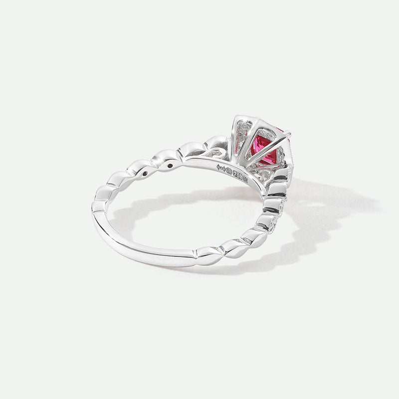Harlow | 18ct White Gold 0.08ct tw Lab Grown Diamond and Created Ruby Vintage Ring