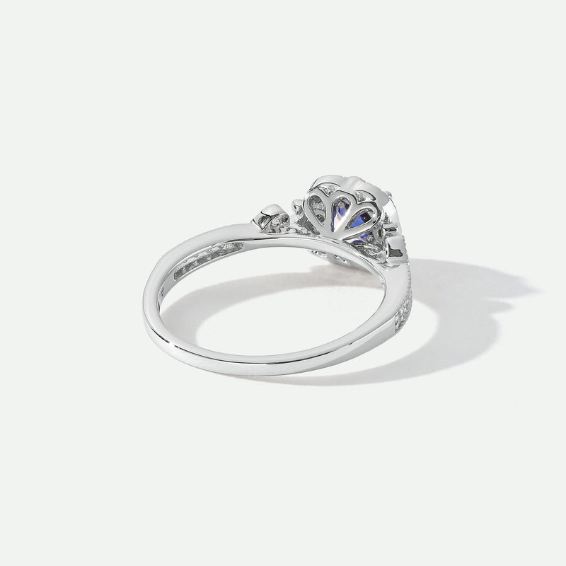 Harper | 18ct White Gold 0.12ct tw Lab Grown Diamond and Created Sapphire Vintage Ring