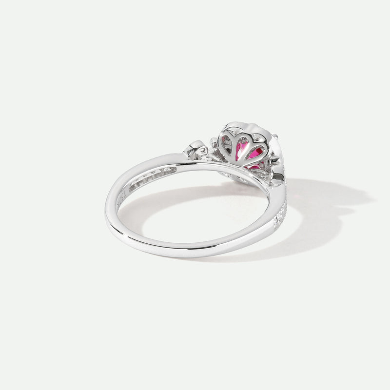 Harper | 18ct White Gold 0.12ct tw Lab Grown Diamond and Created Ruby Vintage Ring