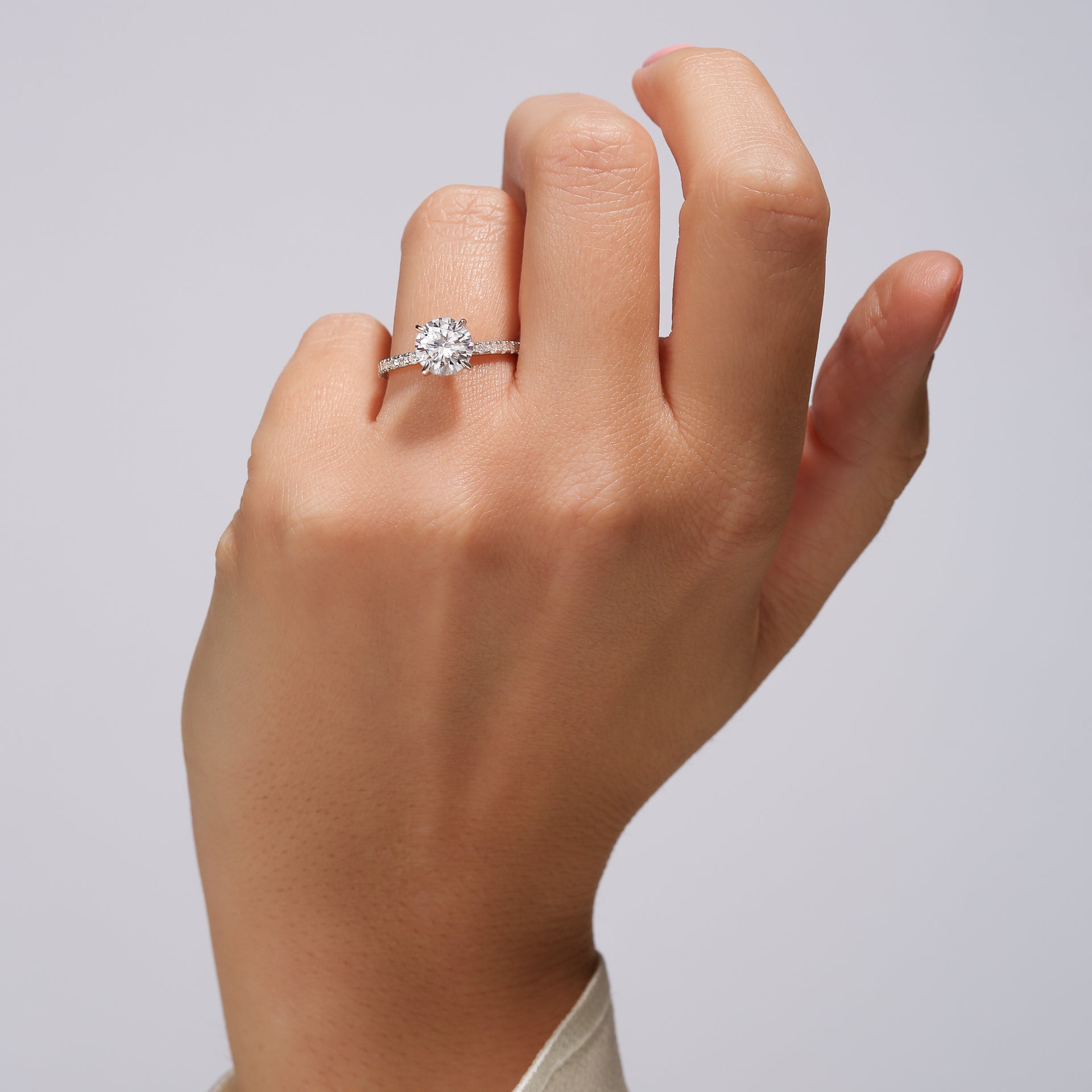 Isabelle | Platinum 1.80ct tw Round Lab Grown Diamond Ring Hidden Halo