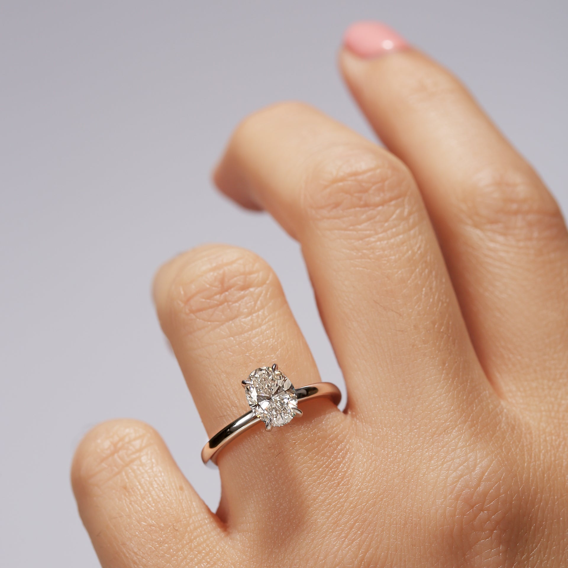 Kai | Platinum 2.00ct tw Oval Lab Grown Diamond Ring Hidden Halo