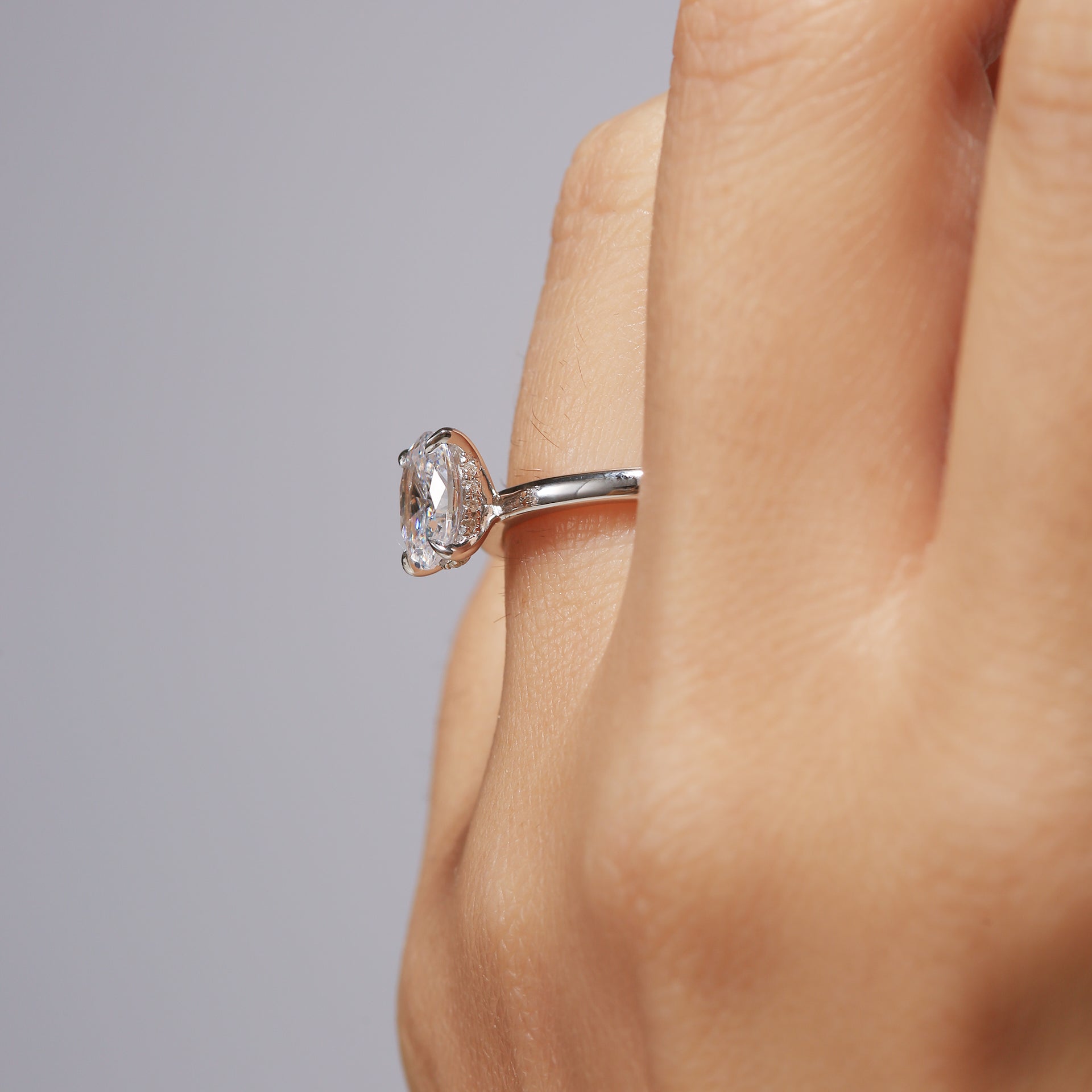 Kai | Platinum 2.00ct tw Oval Lab Grown Diamond Ring Hidden Halo