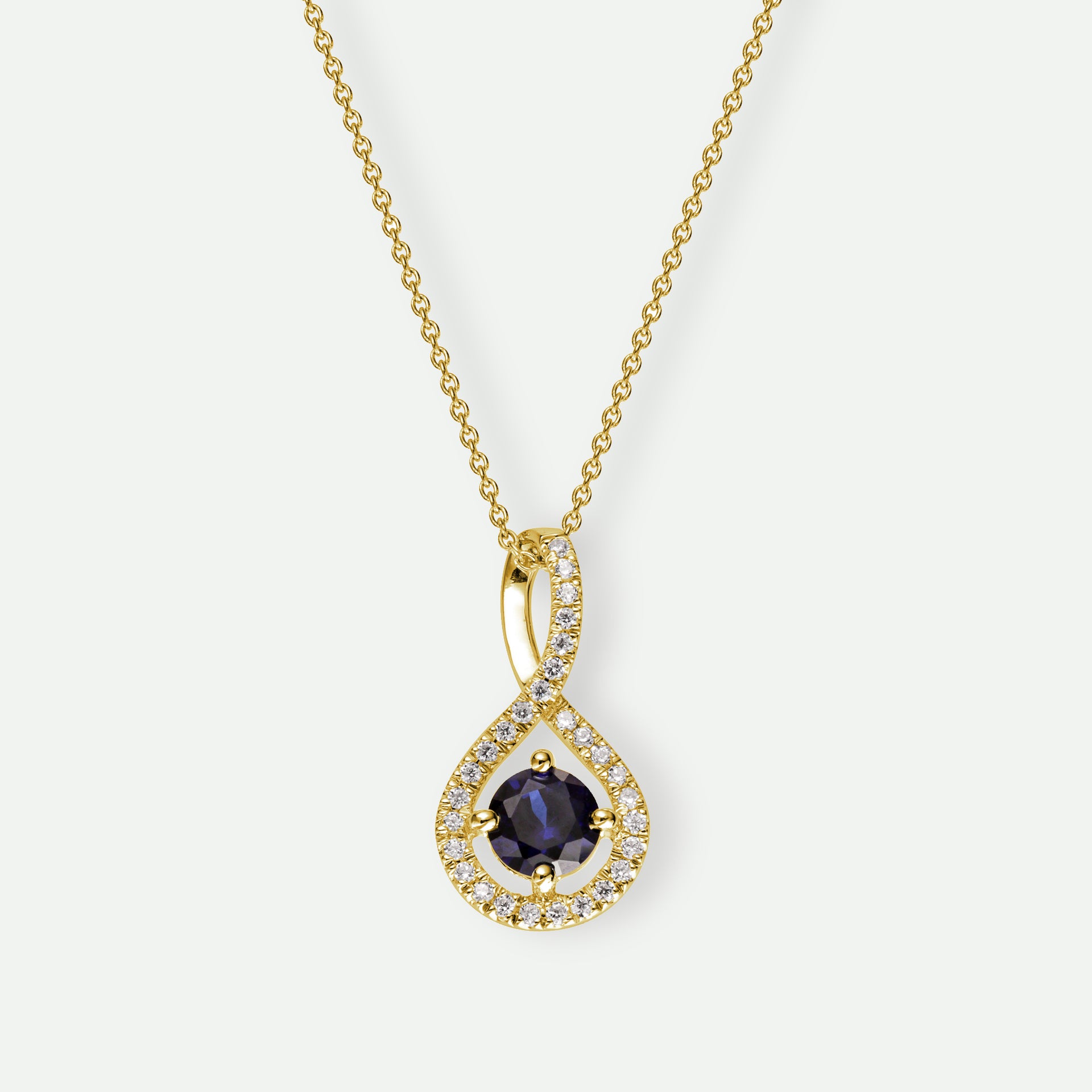 Kirsty | 9ct Yellow Gold Created Sapphire and Lab Grown Diamond Necklace