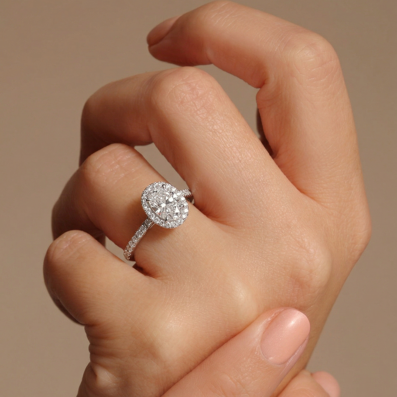 Lima | Platinum 2.4ct tw Oval Lab Grown Diamond Halo Ring