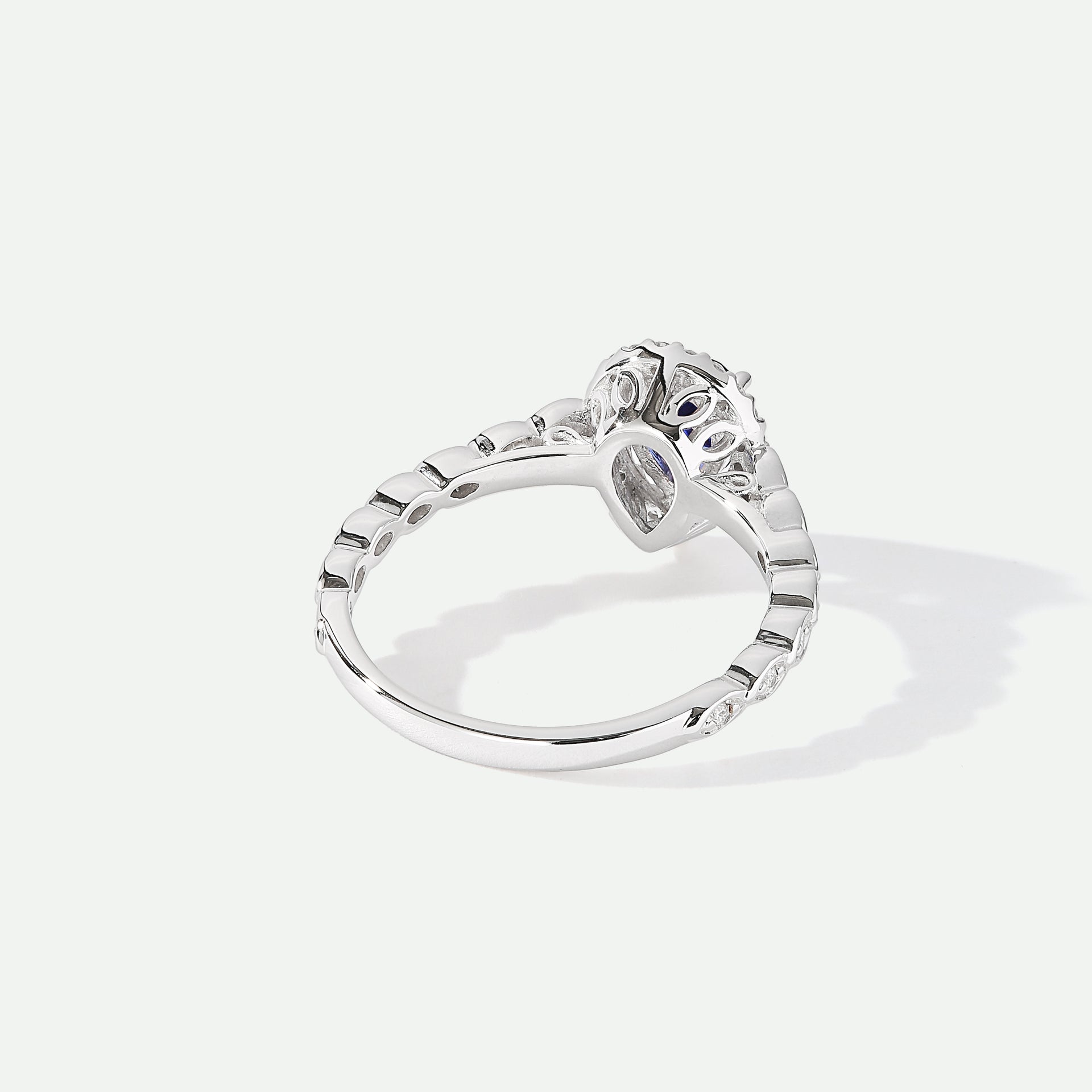 Lyra | 18ct White Gold 0.12ct tw Lab Grown Diamond and Created Sapphire Vintage Ring