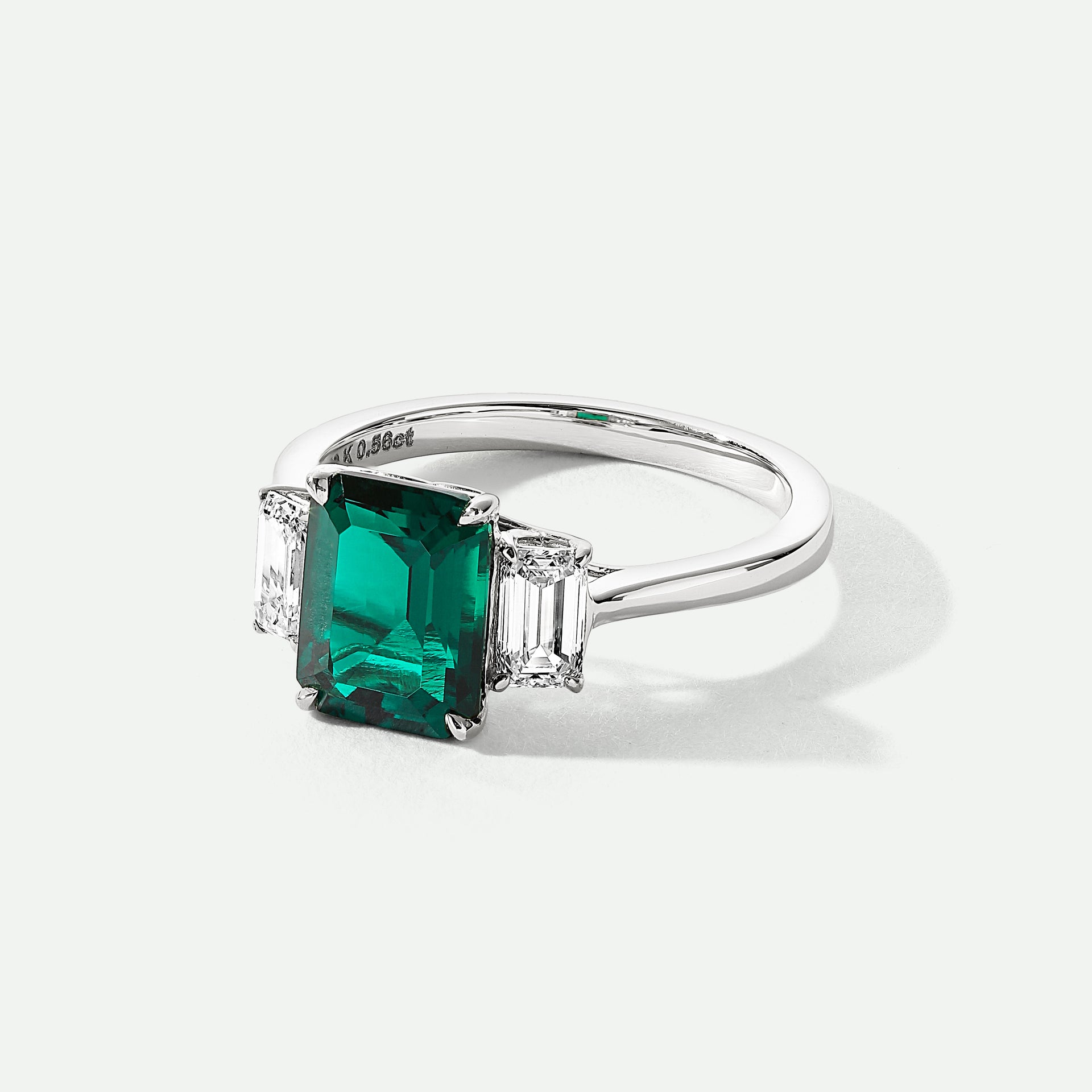 Murphy | 18ct White Gold Created Emerald and Lab Grown Diamond Ring