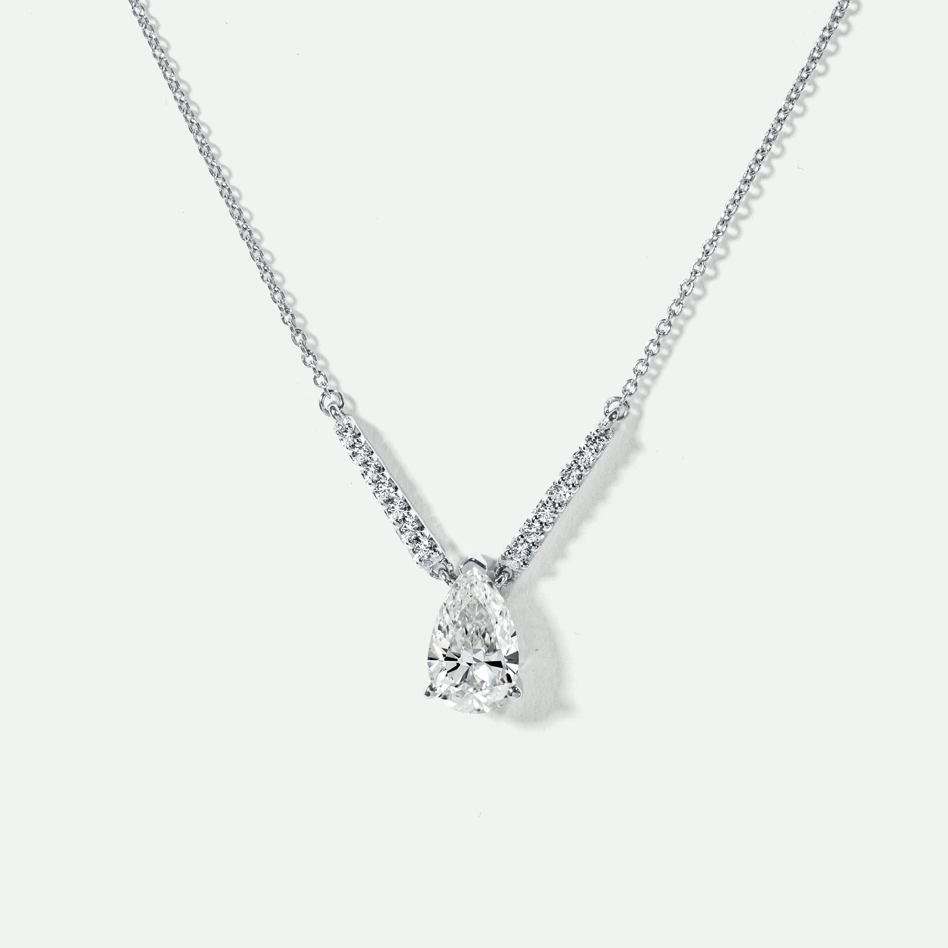 Cali | 9ct White Gold 1.10ct tw Pear Cut Lab Grown Diamond Necklace 18 Inches