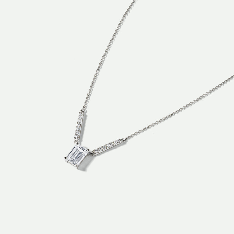Denver | 9ct White Gold 1.10ct tw Emerald Cut Lab Grown Diamond Necklace 18 Inches