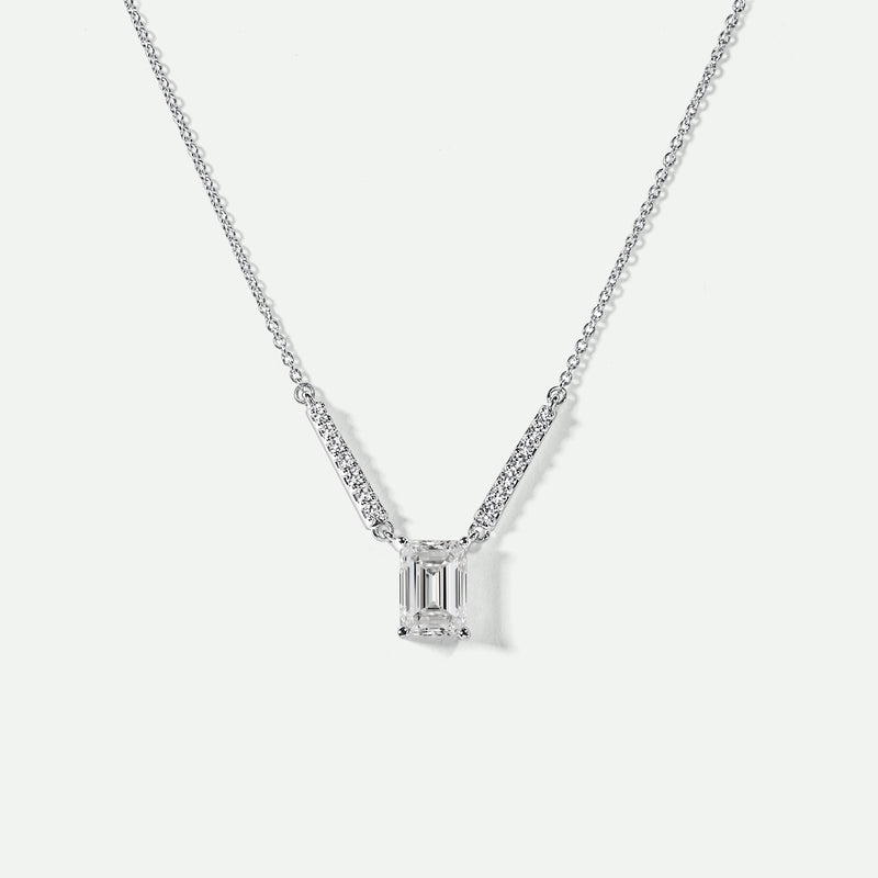 Denver | 9ct White Gold 1.10ct tw Emerald Cut Lab Grown Diamond Necklace 18 Inches