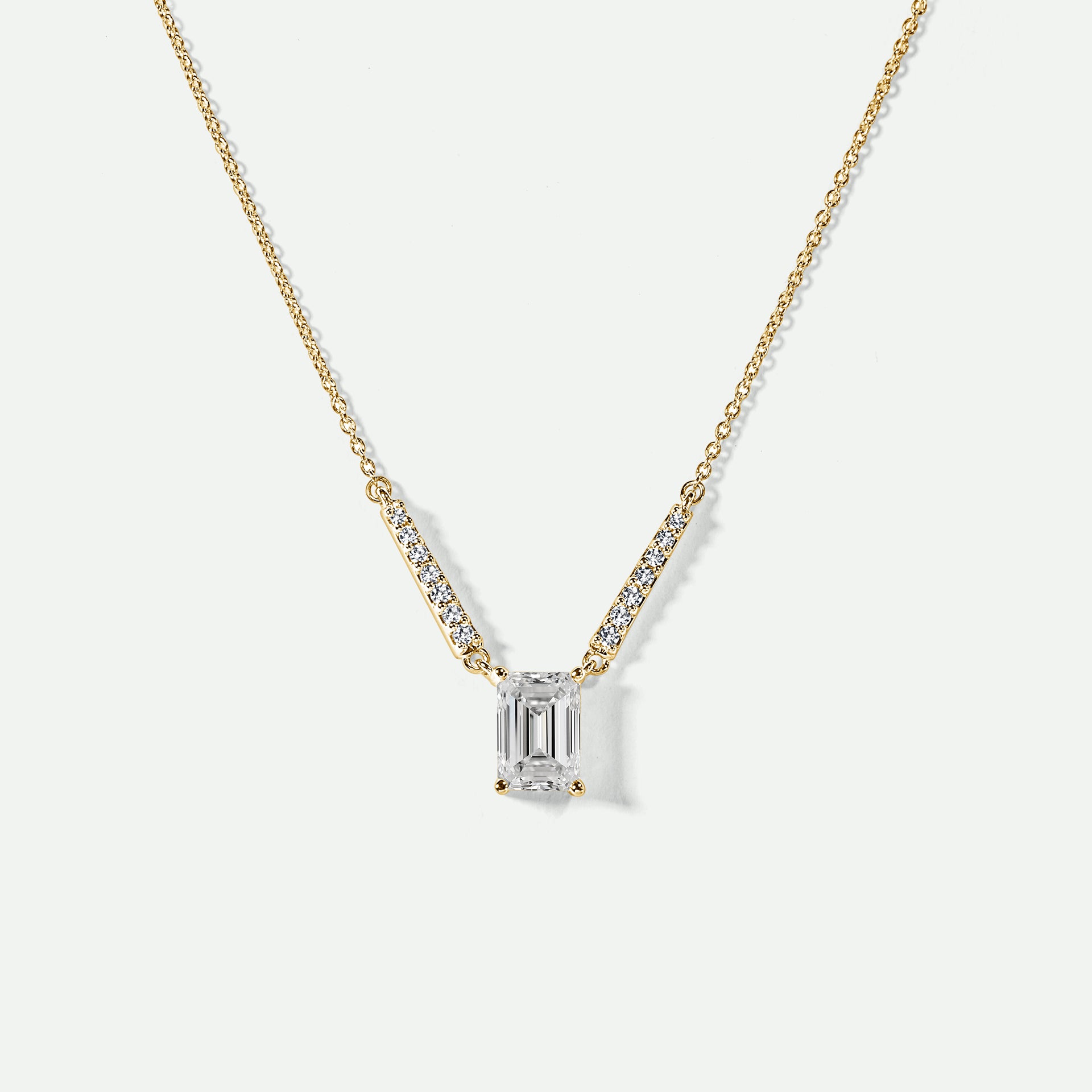 Denver | 9ct Yellow Gold 1.10ct tw Emerald Cut Lab Grown Diamond Necklace 18 Inches