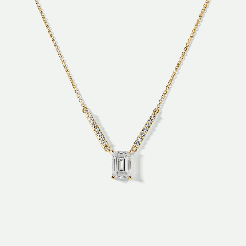 Denver | 9ct Yellow Gold 1.10ct tw Emerald Cut Lab Grown Diamond Necklace 18 Inches