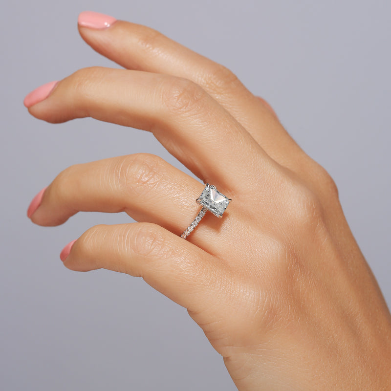 Nikki | Platinum 1.80ct tw Radiant Lab Grown Diamond Ring Hidden Halo