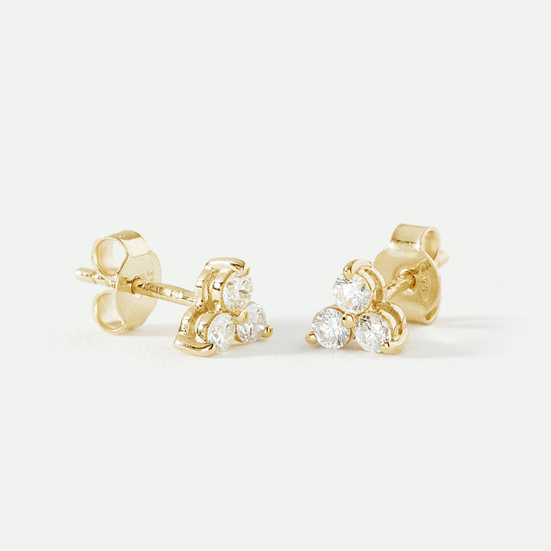 Nina | 9ct Yellow Gold 0.57ct tw Lab Grown Diamond Three Stone Stud Earrings