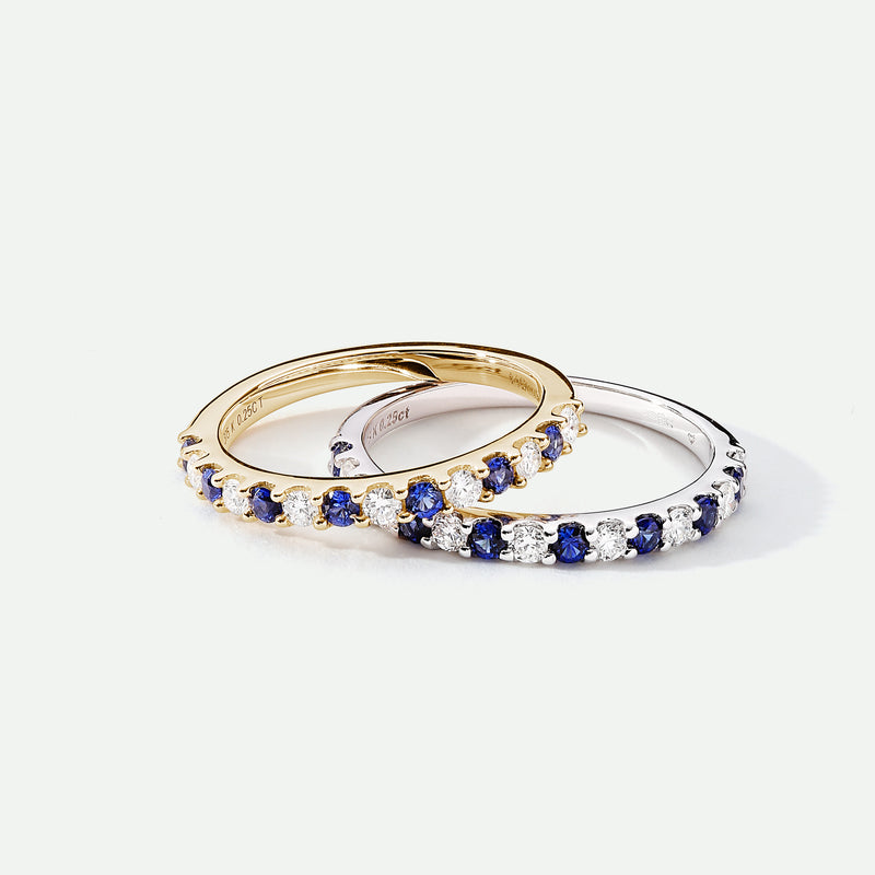 Odette | 9ct White Gold | 0.25ct (tw) Lab Grown Diamond and Created Sapphire Eternity Ring