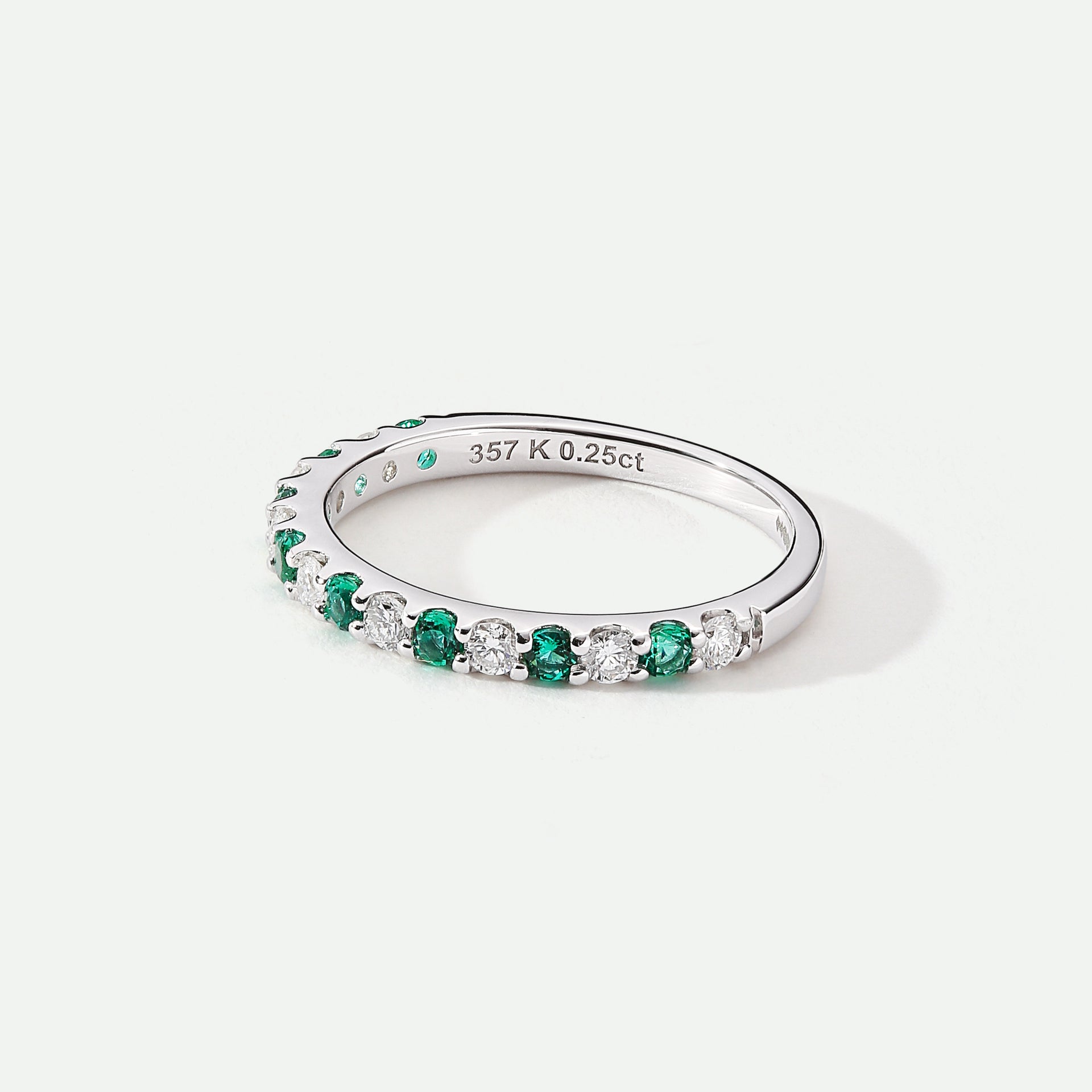Odette | 9ct White Gold 0.25ct tw Lab Grown Diamond and Created Emerald Eternity Ring