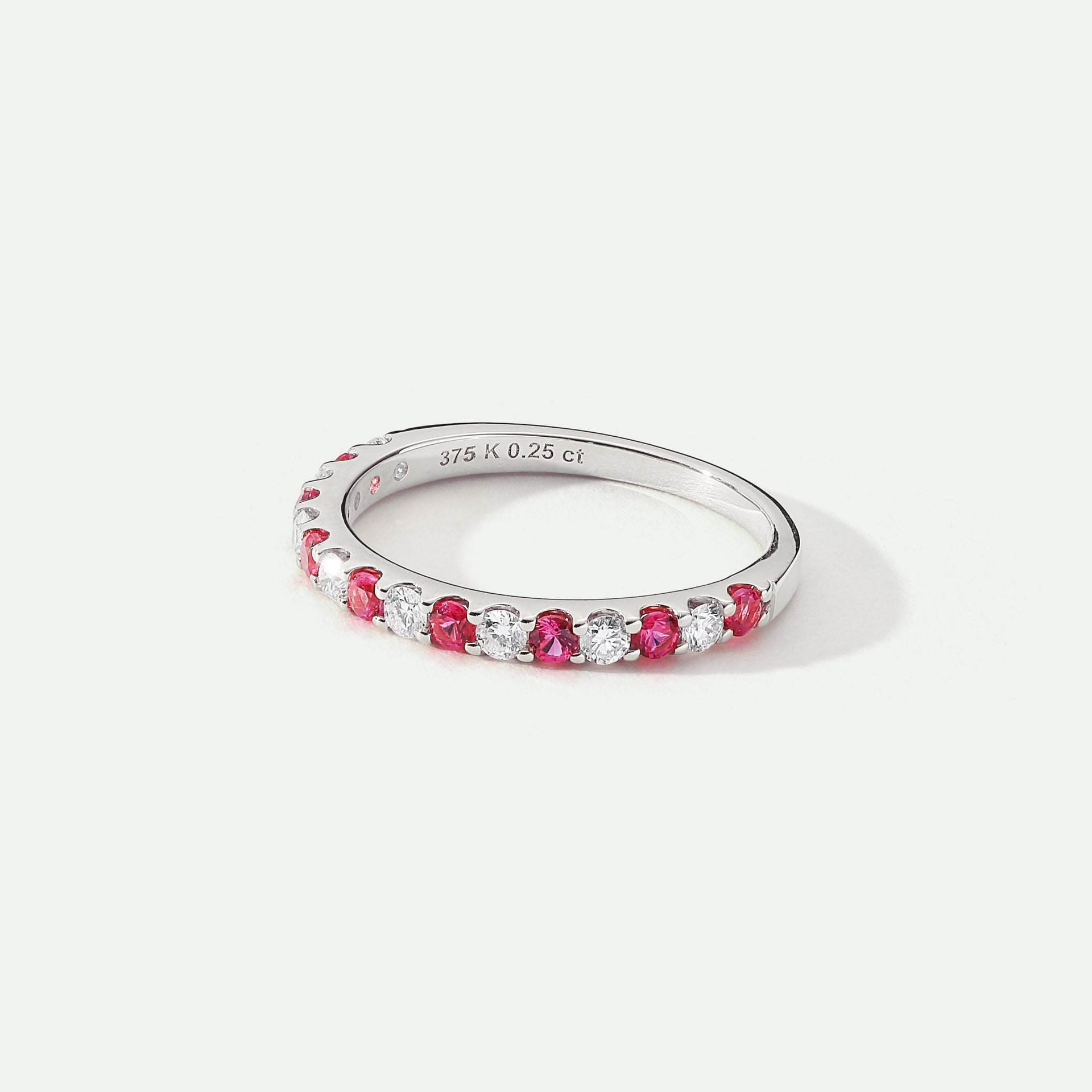 Odette | 9ct White Gold 0.25ct tw Lab Grown Diamond and Created Ruby Eternity Ring