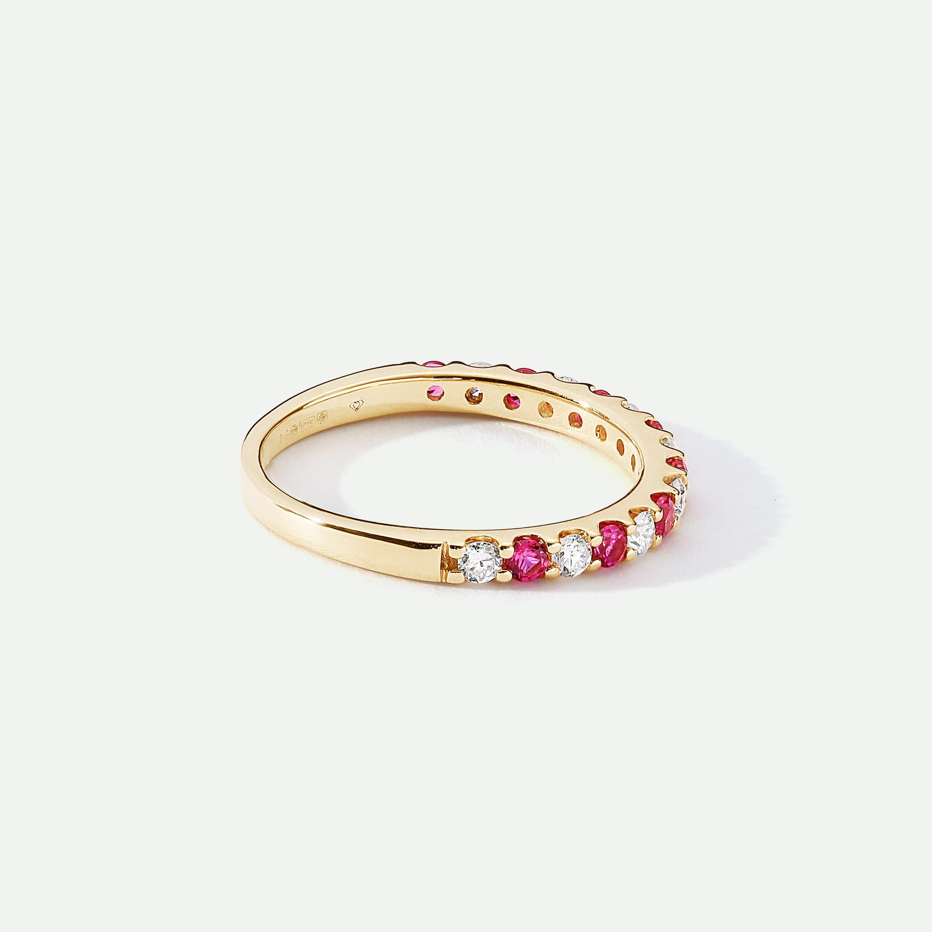 Odette | 9ct Yellow Gold 0.25ct tw Lab Grown Diamond and Created Ruby Eternity Ring