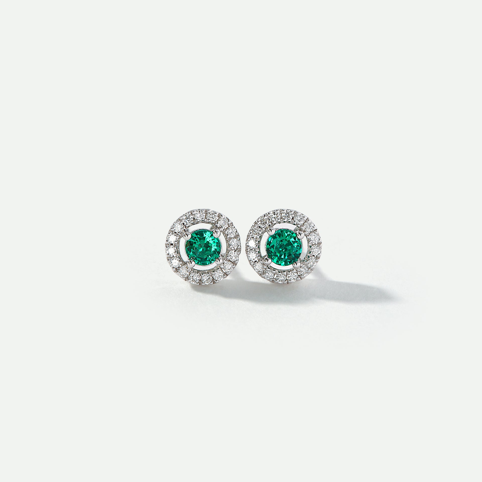 Orla | 9ct White Gold Lab Grown Diamond and Created Emerald Earrings