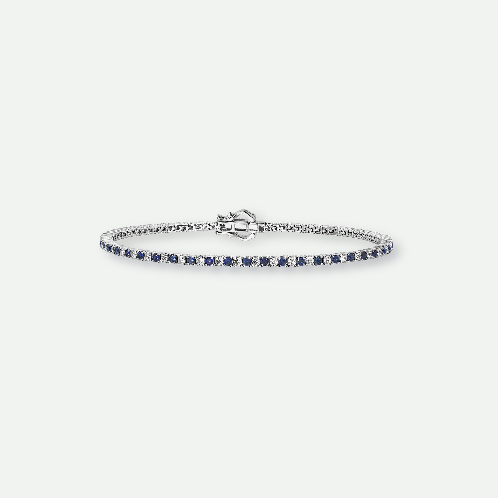Penelope | 9ct White Gold Created Sapphire and Lab Grown Diamond Bracelet