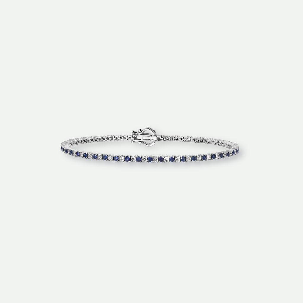 #Penelope | 9ct White Gold Created Sapphire and Lab Grown Diamond Bracelet