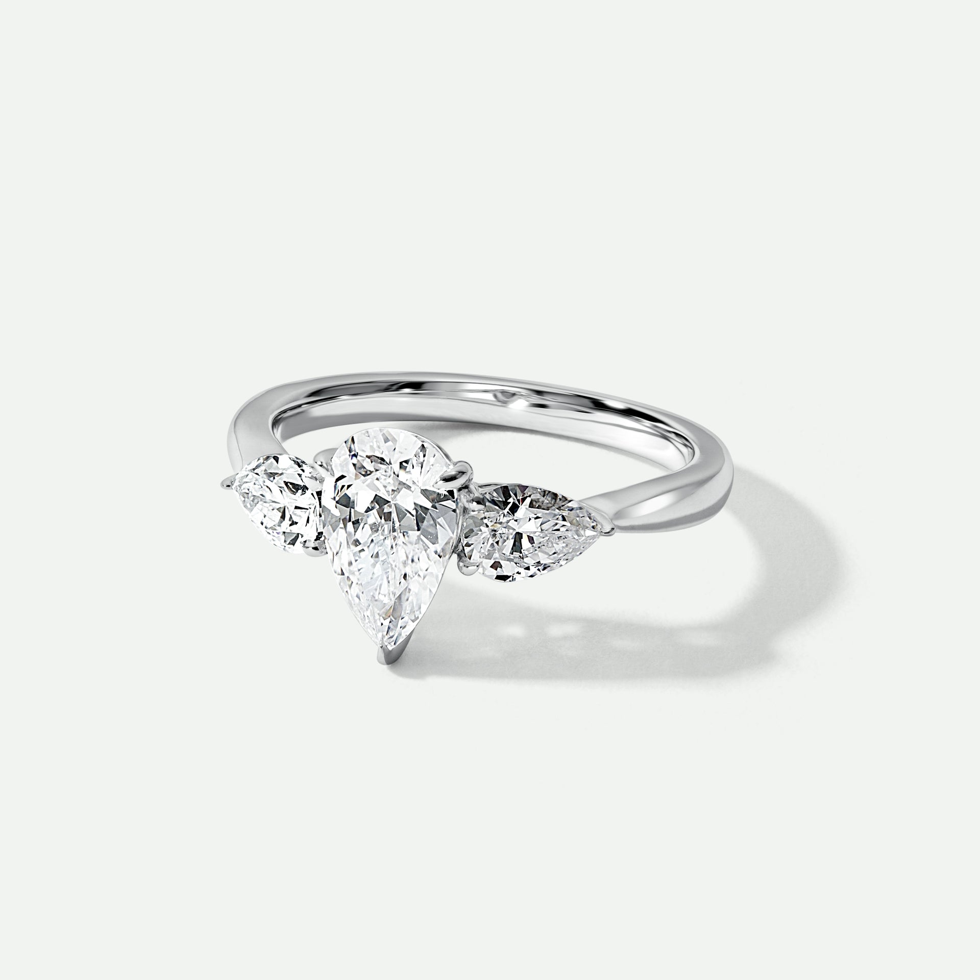 Keyla | 9ct White Gold 1.50ct tw. Pear Lab Grown Diamond Trilogy Ring