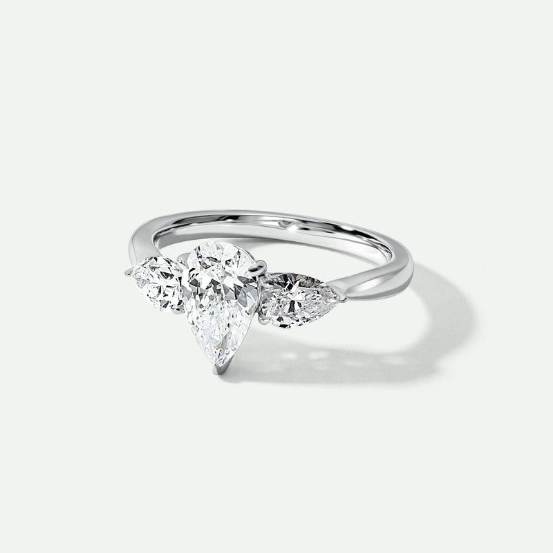 Keyla | 9ct White Gold 1.50ct tw. Pear Lab Grown Diamond Trilogy Ring