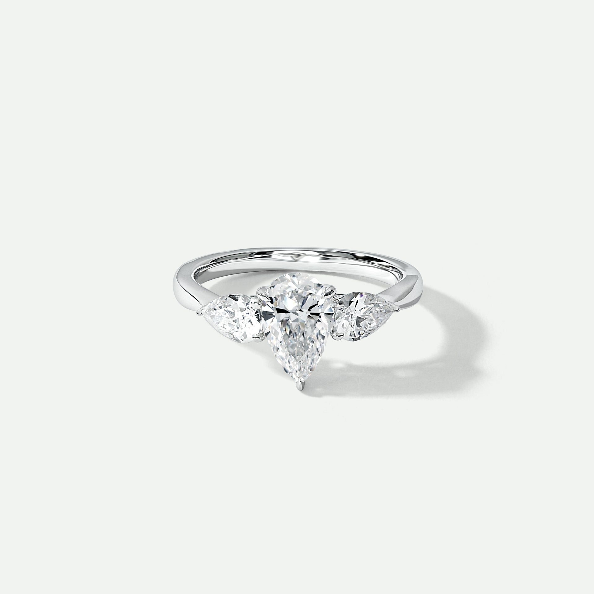 Keyla | 9ct White Gold 1.50ct tw. Pear Lab Grown Diamond Trilogy Ring