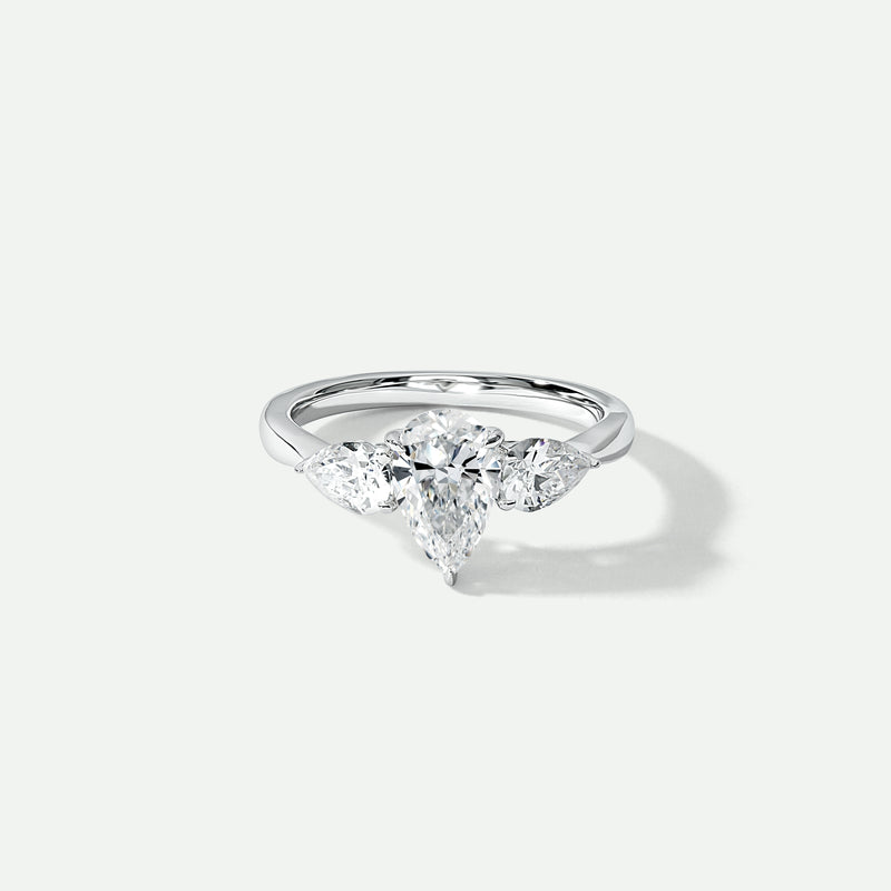 Keyla | 9ct White Gold 1.50ct tw. Pear Lab Grown Diamond Trilogy Ring