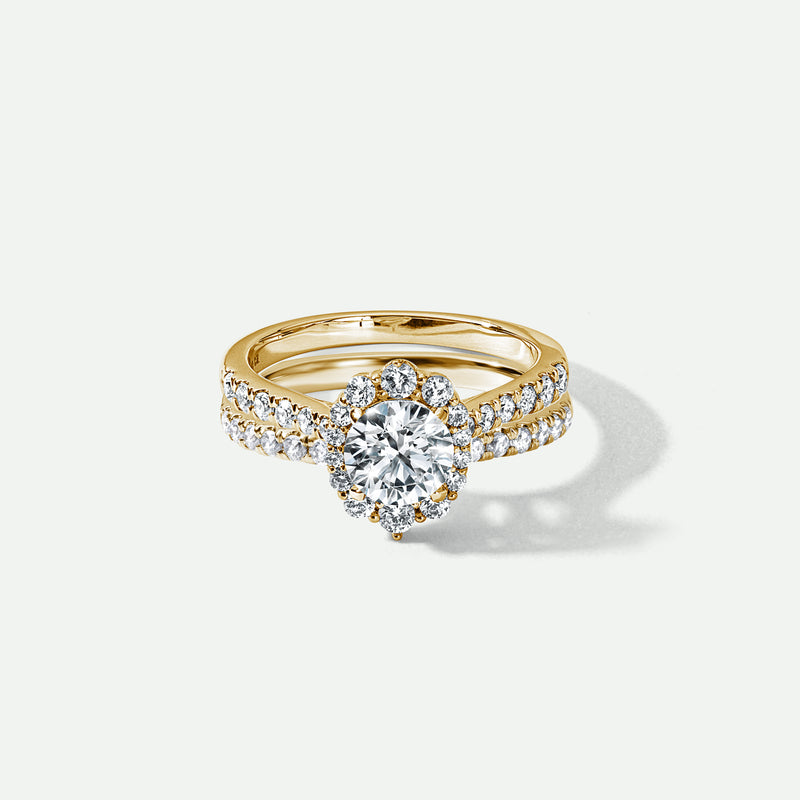 Lotus | 9ct Yellow Gold 1.75ct tw Lab Grown Diamond Bridal Set Rings