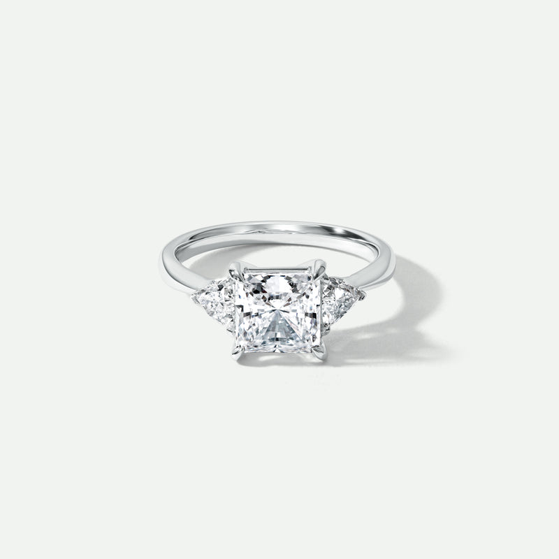 Austin | 18ct White Gold 2.50ct tw Princess Cut and Trillion Cut Lab Grown Diamond Trilogy Ring