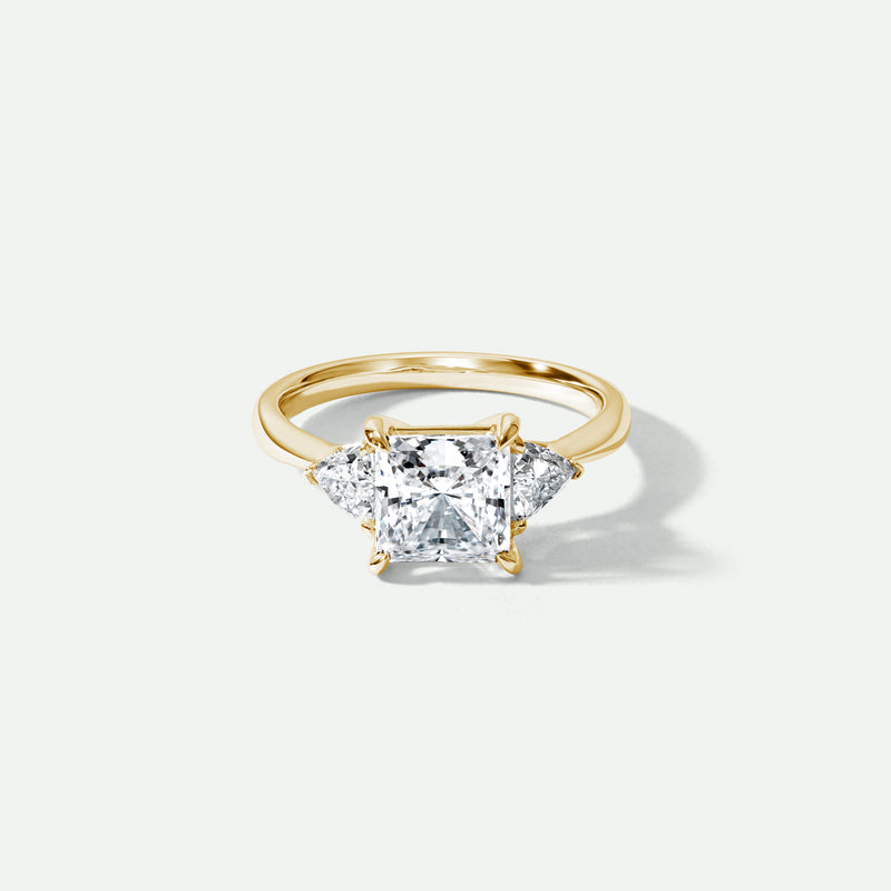 Austin | 18ct Yellow Gold 2.50ct tw Princess Cut and Trillion Cut Lab Grown Diamond Trilogy Ring