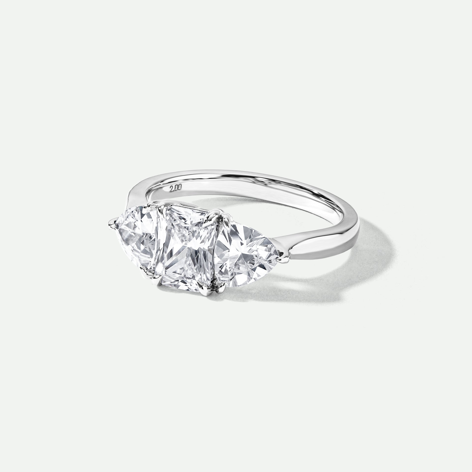 Sidney | 18ct White Gold 2.00ct tw. Radiant and Trillion Lab Grown Diamond Trilogy Ring